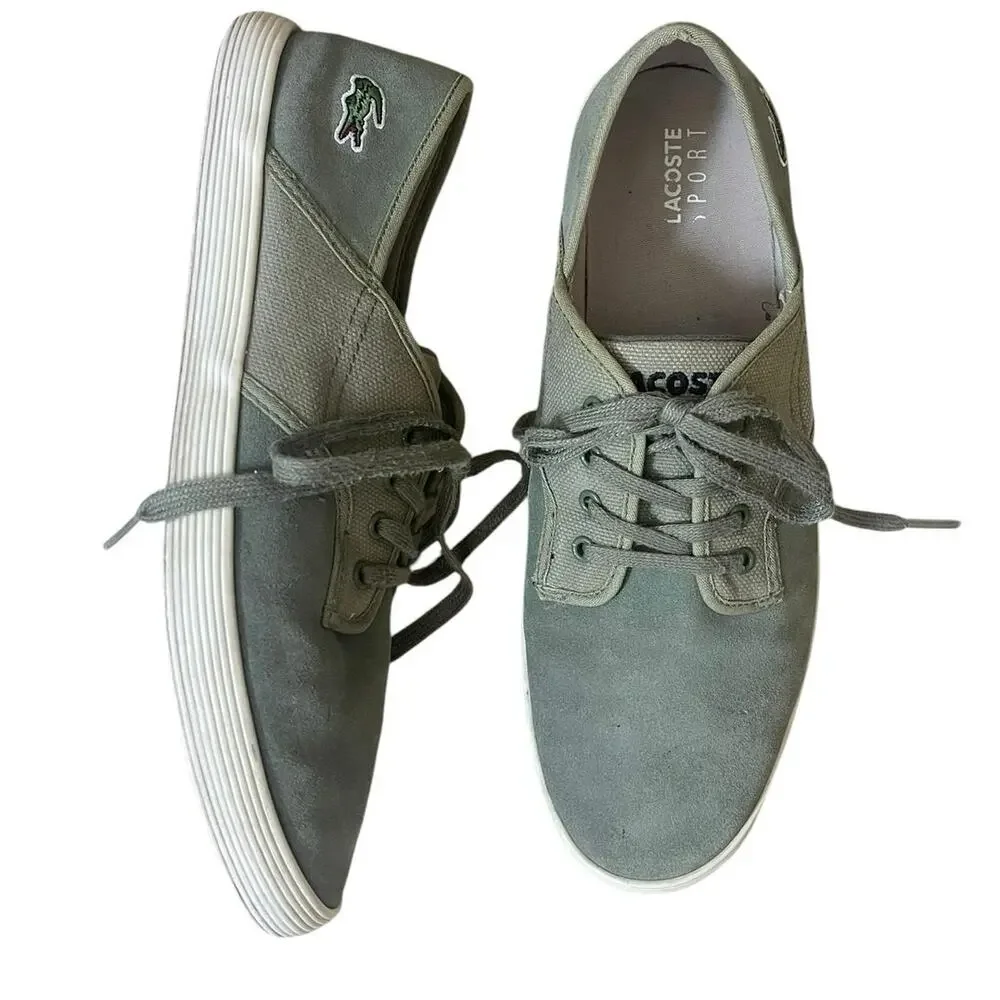 Lacoste Andover CIW Sneakers Men US 9.5 Sage Green Suede Canvas Preppy Old Money